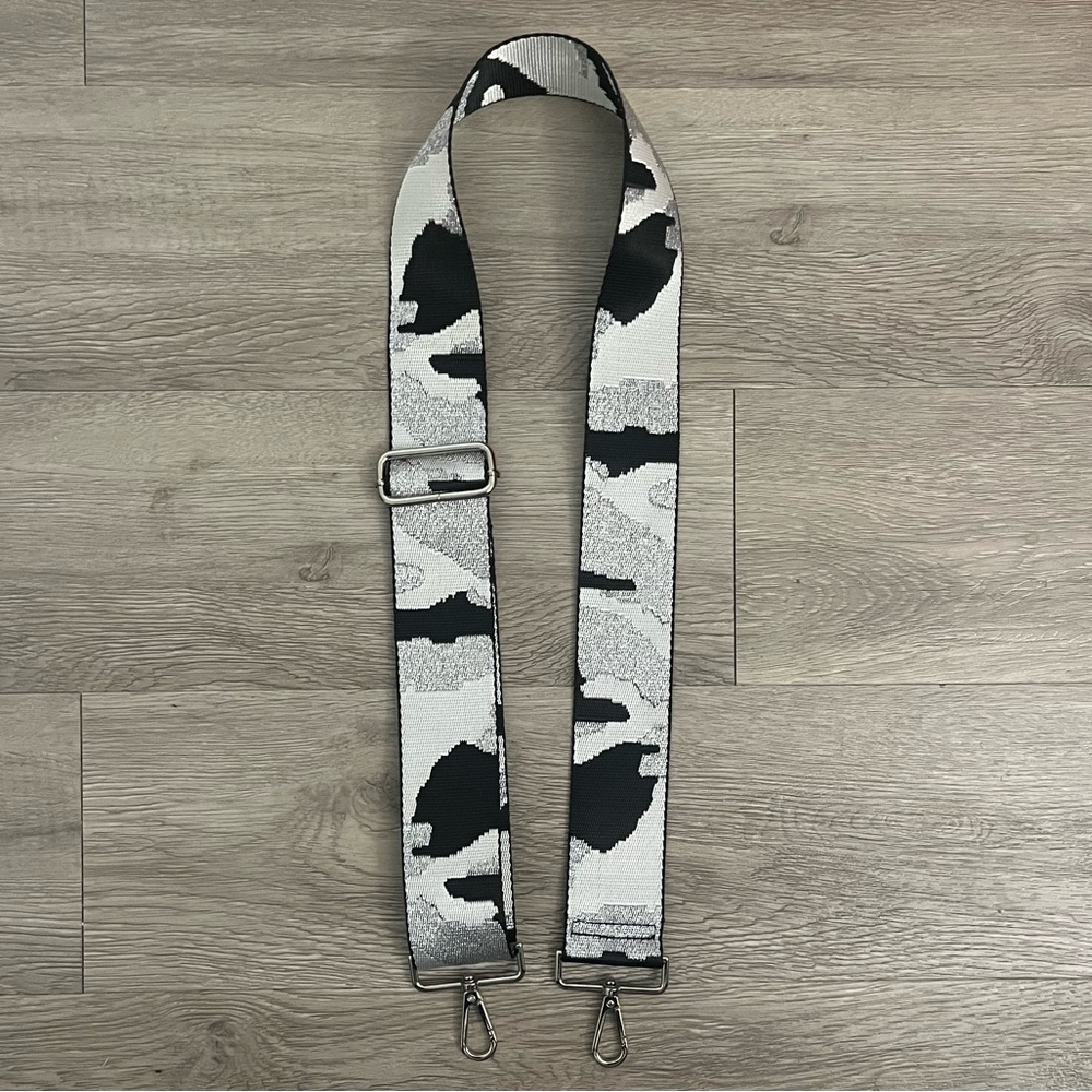 Ahdorned White, Black, Silver Camo Bag Strap